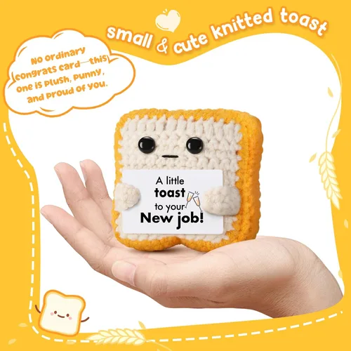 Miniatura 3 de Tostada de croché para nuevo empleo; regalo hecho a mano para felicitar a compañeras, compañeros, amigos, hijos, empleados o jefes; regalo gracioso