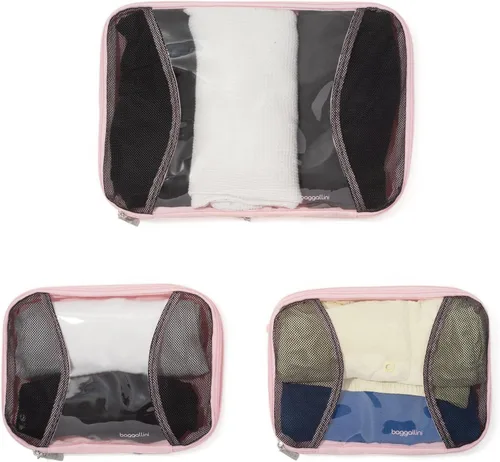 Miniatura 5 de Baggallini Juego de 3 cubos de compresión - Cubos de compresión ligeros para viajes, BOLSA ROSA, Talla única