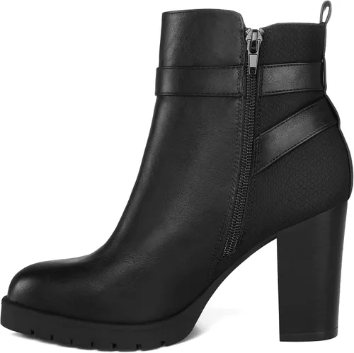 Miniatura 7 de mysoft Women's Ankle Boots Chunky Stacked Heel Zipper Booties
