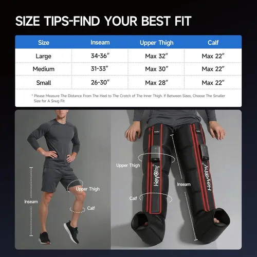 Miniatura 7 de HEYCHY Botas inalámbricas de recuperación de piernas, sistema de masaje de compresión de aire con terapia secuencial, 5 niveles de presión para una