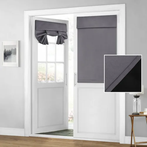 Miniatura 18 de HOMEIDEAS Cortinas 100% Opacas para Luces Laterales de Puerta Principal, Cubierta de Ventana de Puerta de Aula, Persianas de Privacidad