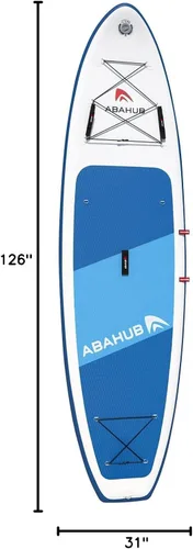 Miniatura 8 de Abahub SUP inflable, ancho 10 pies 6 pulgadas x 31 pulgadas/34 pulgadas iSUP, tabla de remo de pie con remo de kayak de SUP ajustable, para yoga