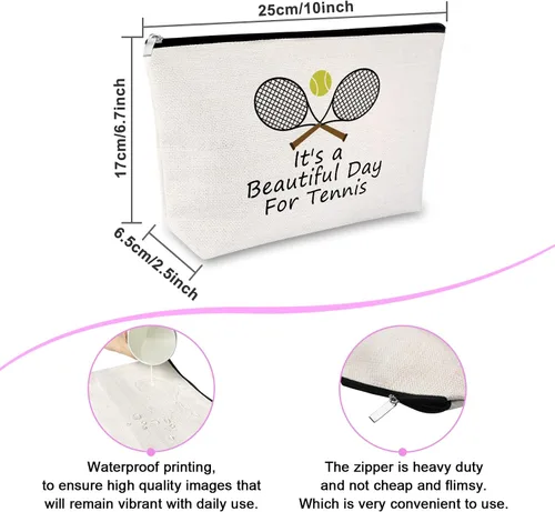 Miniatura 2 de Sfodiary Bolsa de maquillaje para amantes del tenis, regalo inspirador para niñas de tenis, bolsa de cosméticos con temática de jugadores, Bolsa