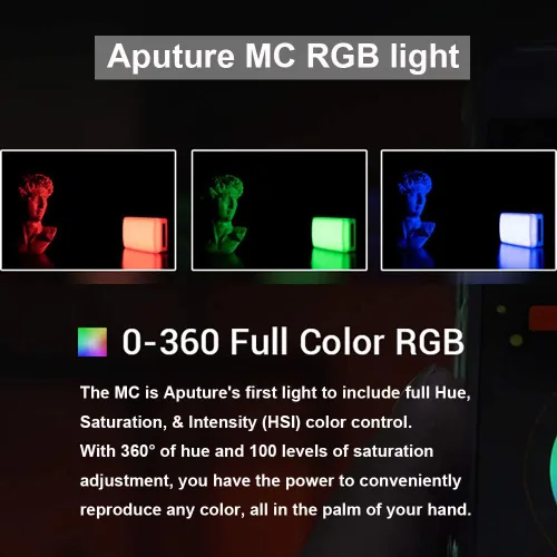 Miniatura 5 de Aputure MC RGBWW - Luz de video para cámara, CRI/TLCI 96+, temperatura 3200K-6500K, modo HSI, admite atracción magnética y aplicación con USB-C PD