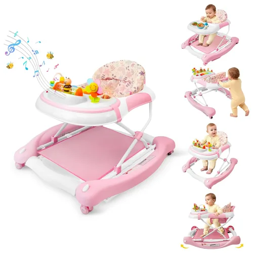 Miniatura 9 de Andador de bebé 5 en 1, andador con música y luces para bebé niño y niña de 6-12 meses, andadores de bebé plegables con ruedas y combo de rebotador