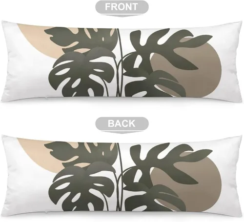 Miniatura 3 de Funda de almohada corporal, estilo bohemio, abstracto, con hojas de Monstera tropicales, para cama, tamaño grande, suave, estilo mediados de siglo