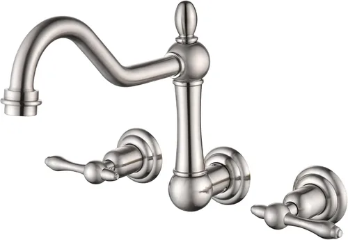 sumerain Grifo de bañera de montaje en pared, relleno de bañera de níquel cepillado, centro de 8 pulgadas