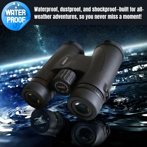 Miniatura 4 de Prismáticos HD de 10 x 42 pulgadas para adultos de alta potencia, binoculares impermeables con visión amplia clara, ligeros para observación