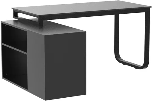 Miniatura 5 de Homsee - Escritorio de computadora para oficina en casa, escritorio de esquina con 3 cajones y 2 estantes, mesa de estudio grande en forma de L