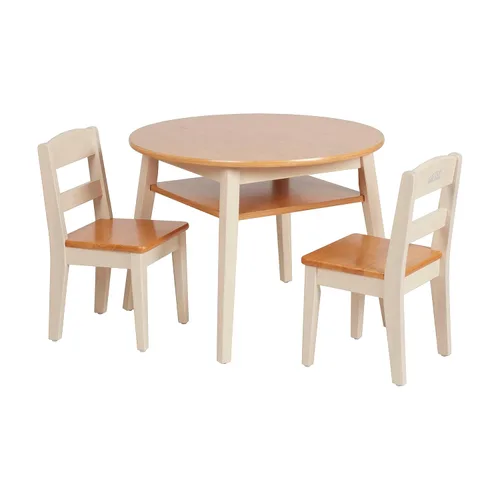 ECR4Kids Hideaway - Juego de mesa y silla, muebles para niños, color miel/blanco antiguo, 3 piezas