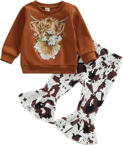 Miniatura 15 de Kaipiclos Ropa occidental para bebé niña, con lindo estampado con volantes, manga larga, pantalones para otoño e invierno, trajes de vaquera