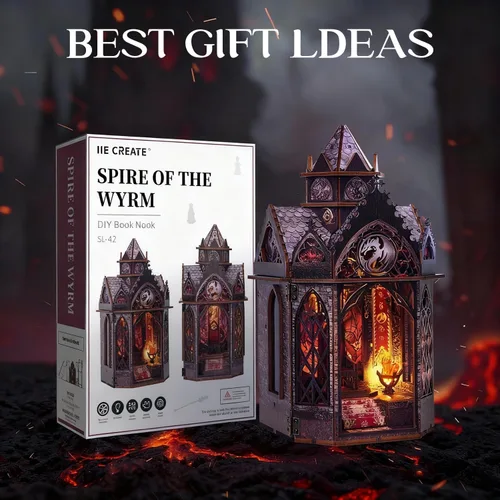 Miniatura 5 de Spire of the Wyrm - Kit de rincón de libros 3D, kit de casa de muñecas en miniatura para adultos y adolescentes, decoración de estante de rincón