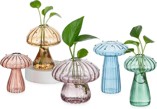 Miniatura 8 de Hewory Estaciones de Propagación de Hongos de Vidrio: Conjunto de 5 Frascos de Propagación Únicos Plantador de Vidrio para Plantas