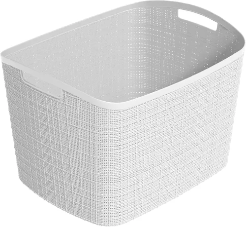 Miniatura 14 de Curver Juego de 6 cestas decorativas de plástico de yute mediano de 12 litros, para organización y almacenamiento, contenedores perfectos para Negro