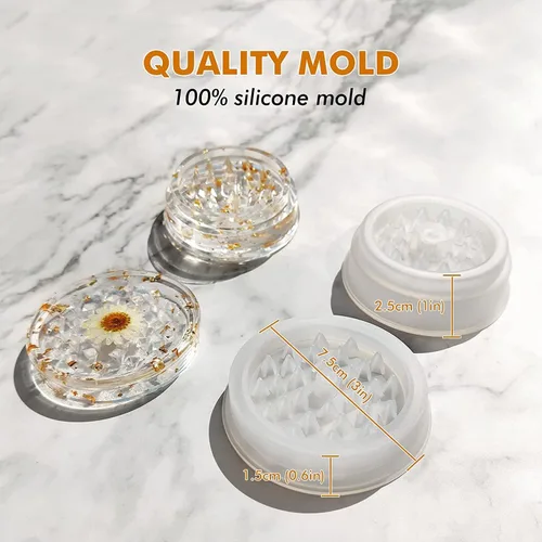 Miniatura 5 de Moldes de silicona de 5 piezas – Cenicero grande y molinillo de resina con picos y almacenamiento eficientes