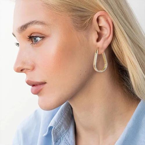 Miniatura 2 de Aretes de aro de oro de moda para mujer, aretes de aro hipoalergénicos, aretes de oro de moda para mujer, aretes de aro de oro perfectos, idea