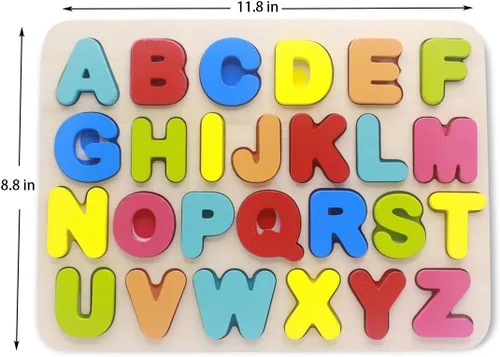 Miniatura 3 de You&Xi - Rompecabezas de madera para niños de 3 a 4 años de edad, rompecabezas preescolares de aprendizaje del alfabeto..