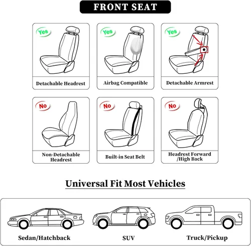 Miniatura 8 de Tomatoman Fundas para Asientos Delanteros Compatibles con Hyundai Tucson Nissan Altima Sentra Maxima Rogue Versa Honda Insight Accord HRV Odyssey