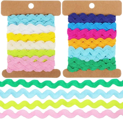 Exceart Rick rac - Rollo de cinta de 0.315 in, cinta tejida para envolver costura, manualidades, boda, baby shower, fiesta, costura, decoración RIC