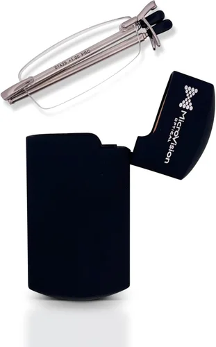 Miniatura 3 de Gafas de lectura plegables sin montura ejecutivas con estuche compacto para mujeres y hombres, delgadas, ligeras y portátiles