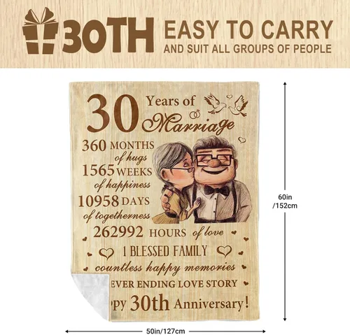 Miniatura 4 de Regalos de 30º Aniversario de Bodas para Parejas, Decoraciones de 30º Aniversario, Regalos de Manta de 30º Aniversario para Esposo Esposa Ella Él