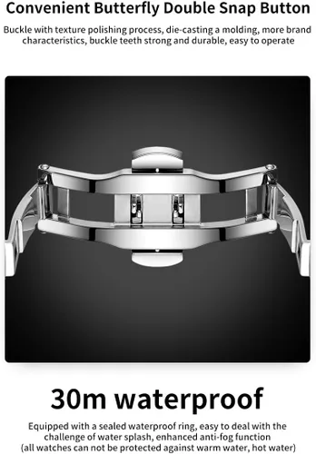 Miniatura 5 de OLEVS - Relojes para hombre de diamantes de lujo, casual, esfera grande, acero inoxidable, impermeable, para negocios, de vestir, analógico
