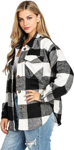 Miniatura 2 de Love Tree Chaqueta de abrigo a cuadros de gran tamaño para mujer