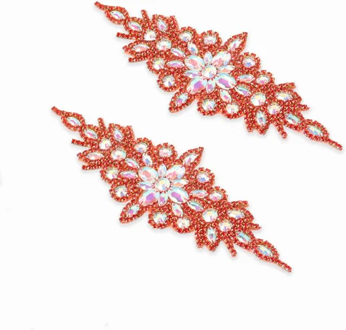 Miniatura 8 de Apliques de cuentas de perlas de diamantes de imitación rojos apliques de novia accesorios de cristal de ajuste de diamantes de imitación