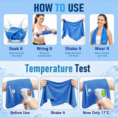 Miniatura 4 de YQXCC Paquete de 4 toallas refrescantes, 40 x 12 pulgadas, toalla de cuello frío hielo, microfibra suave y transpirable para gimnasio, yoga, golf