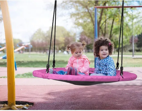 Miniatura 7 de KOTEK Columpio de árbol de platillo de 40 pulgadas para niños, juegos de columpio para interiores y exteriores con cuerdas ajustables para colgar