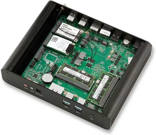Miniatura 3 de KINGDEL Mini computadora de escritorio sin ventilador, mini PC con CPU i7, 16 GB de RAM, SSD de 512 GB, 2 puertos HD, 2 x LAN, todo el cuerpo