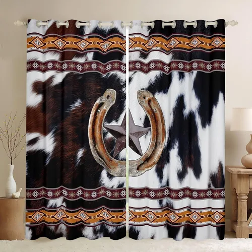 Miniatura 17 de Cortinas de ventana de herradura con estrellas de Texas, cortinas de granero de madera rústicas occidentales, 38 pulgadas de ancho x 45 pulgadas