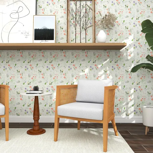 Miniatura 7 de Timeet Papel tapiz vintage para despegar y pegar, papel tapiz floral bohemio, papel de contacto de mariposa, papel de pared autoadhesivo extraíble