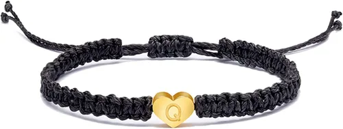 Miniatura 4 de Personalized 26 Initial Bracelet Copper Heart Letter Woven Bracelet Dainty Heart Charm Bracelet Woven Bracelet for Men Women Girls Smart Watches