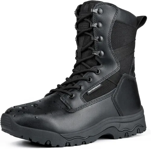 Miniatura 8 de FREE SOLDIER - Botas tácticas para hombre, botas de combate ligeras de 8 pulgadas, botas de trabajo militar de cuero de ante duradero, bota