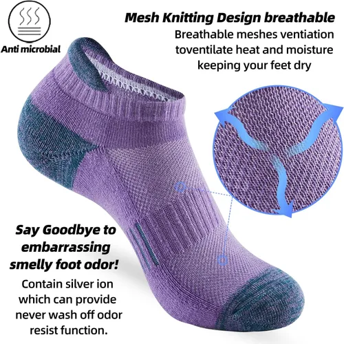 Miniatura 3 de ATBITER Ankle Socks Women's With Cushioned Athletic Running No Show Low Cut Tab Socks 6-Pairs