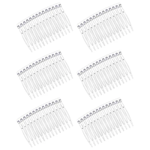 Miniatura 10 de 6 peines para el cabello para mujeres, 14 dientes, peine lateral francés de plástico negro, clips decorativos para mujeres y niñas, velo de novia