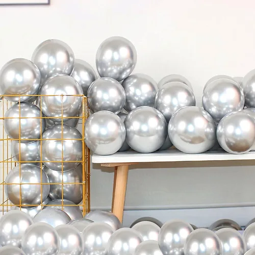 Miniatura 12 de 100 globos metálicos cromados negros de látex de 12 pulgadas, globos gruesos brillantes para decoración de fiestas