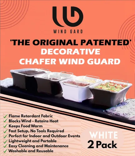 Miniatura 9 de The Original Patented' - Protector contra el viento para bufés, catering, cubierta para calentador de alimentos, poliéster ignífugo, lavable, Negro