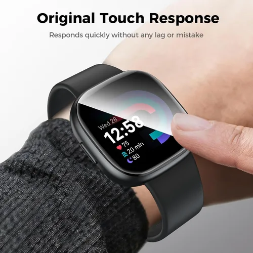 Miniatura 5 de LK Paquete de 6 protectores de pantalla para Fitbit Versa 4/Versa 3, TPU flexible, sin vidrio. Cobertura máxima, autorreparación, 0 burbujas
