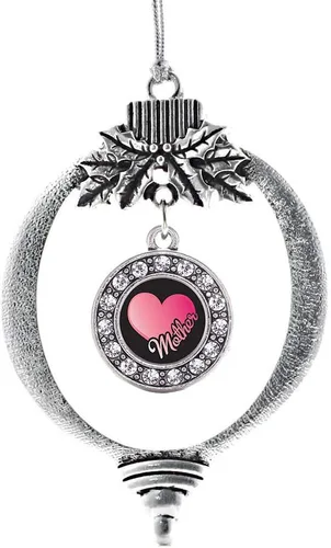 Miniatura 150 de Inspired Silver - Twin One - Adorno festivo de Navidad de plata - Adorno festivo de árbol de Navidad con dije de círculo y circonita cúbica