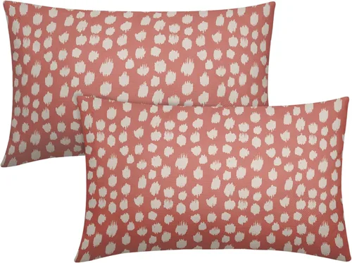 Miniatura 58 de Fundas de almohada marrón y blancas de 18 x 18 pulgadas, juego de 2 almohadas boho grises con lunares, fundas de almohada modernas estampadas