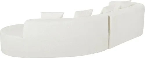 Miniatura 9 de Sofá moderno sin hueso con diseño curvo, sofá modular de felpilla de 2 piezas con 4 almohadas, esponja de felpa, cojín de resorte y esponja grande