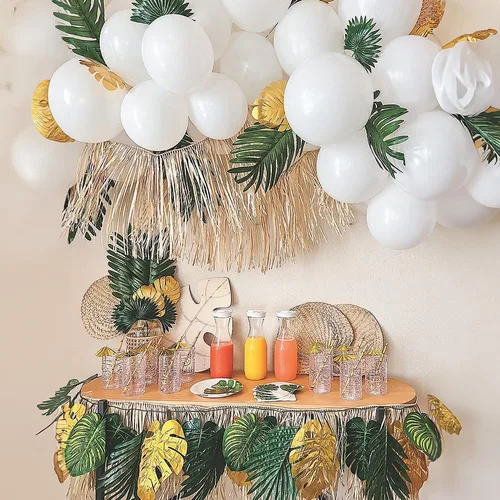 Miniatura 4 de Falda Tiki Bar Raffia Fringe - Thatch, 1 paquete, 24 pies de largo, Paquete de 10, Beige