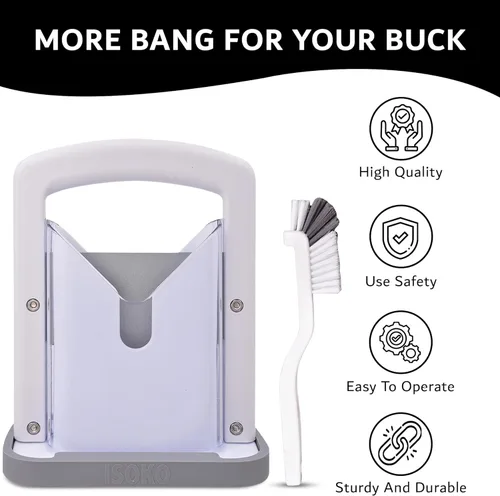 Miniatura 5 de Cortador de bagel ISOKO - Cortador de bagel de acero inoxidable de alta calidad, con guillotina suave y base de silicona antideslizante para Blanco