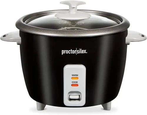 Miniatura 10 de Proctor Silex - Arrocera y vaporizador de alimentos, 6 tazas cocinadas (3 tazas sin cocinar), incluye cesta de vapor y enjuague, negro (37510)