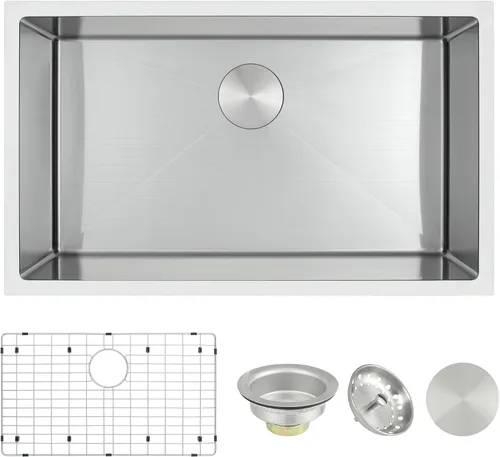 Miniatura 18 de Fregadero de cocina dorado, fregadero de cocina empotrado de 30 x 18 pulgadas, fregadero de acero inoxidable calibre 16 Oro