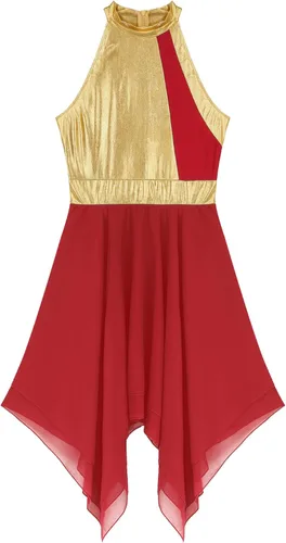 Miniatura 151 de easyforever Vestido de baile sin mangas con bloques de color para mujer, alabanza litúrgica, ropa de baile lírico, vestido de bata de adoración
