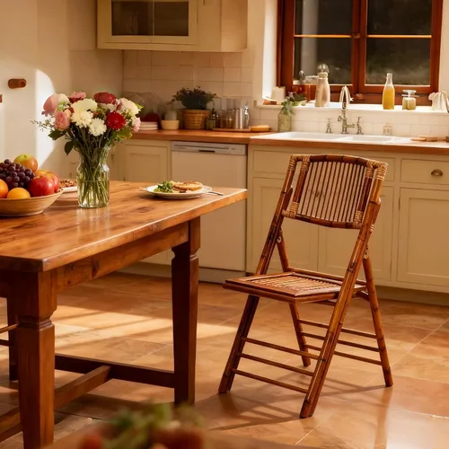 Miniatura 2 de Silla plegable de bambú, silla de comedor vintage plegable completamente mejorada con 330 libras hecha a mano para sala de estar, patio, jardín