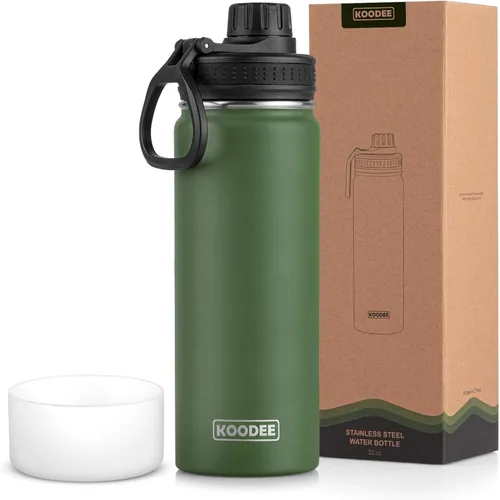 Miniatura 99 de koodee Insulated Water Bottle, 32 oz Stainless Steel Double Wall Vacuum Wide Mouth Sport Bottle with Leakproof Spout Lid (Navy)